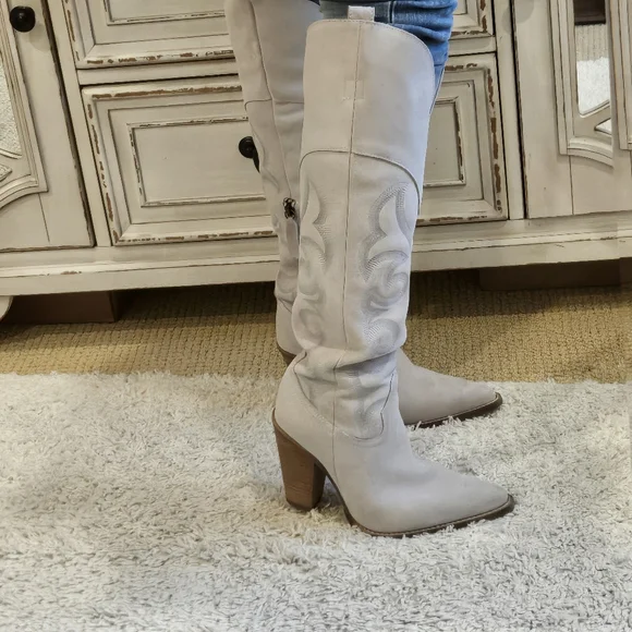 DINGO - White Sz 9 PRIMADONNA Tall High Heel Western Boot - NEW - Picture 2 of 11